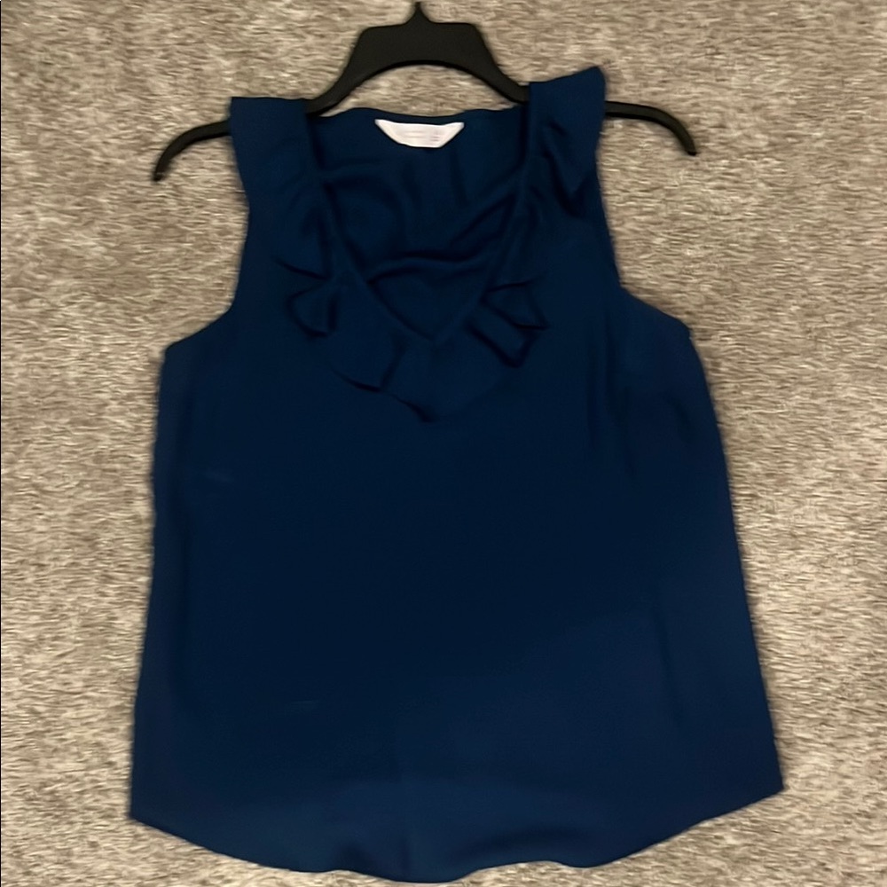 LC Lauren Conrad Blue Ruffled Sleeveless Tank Top